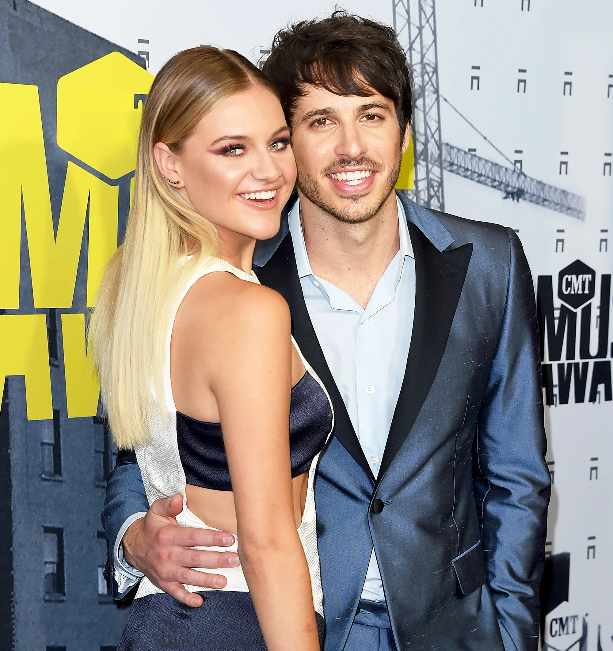 Kelsea Ballerini and Morgan Evans attend the 2017 CMT Music Awards at the Music City Center in Nashville, Tennessee.