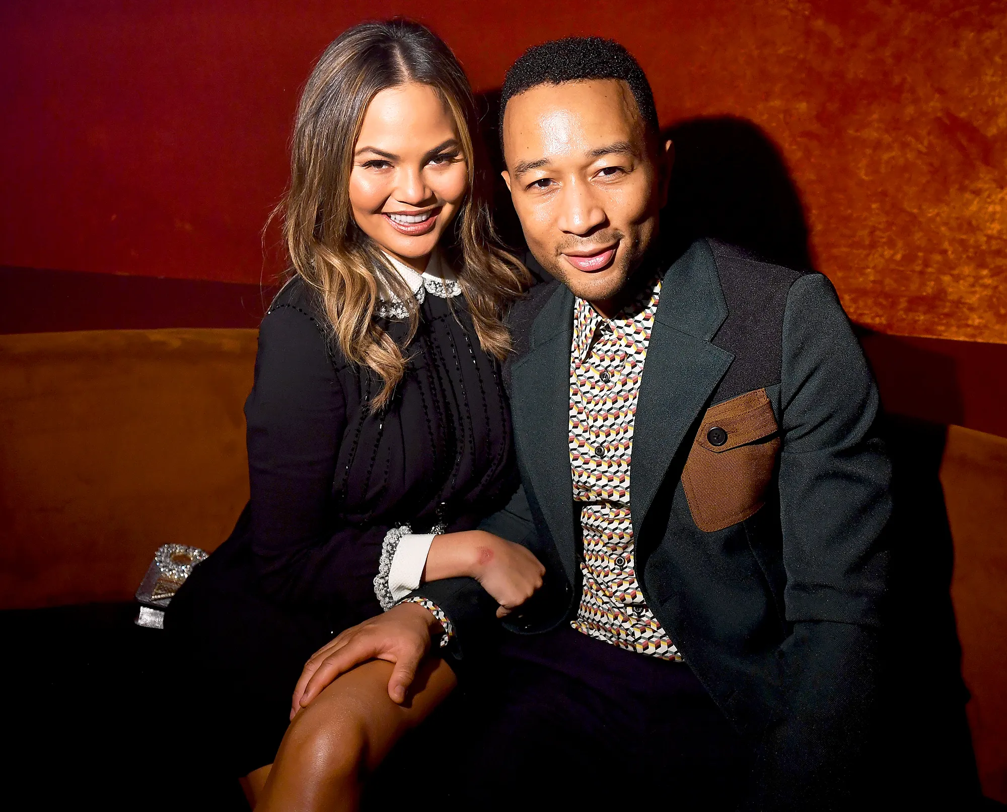 Chrissy Teigen and John Legend attends the Miu Miu aftershow during the Paris Fashion Week at Boum Boum in Paris, France.