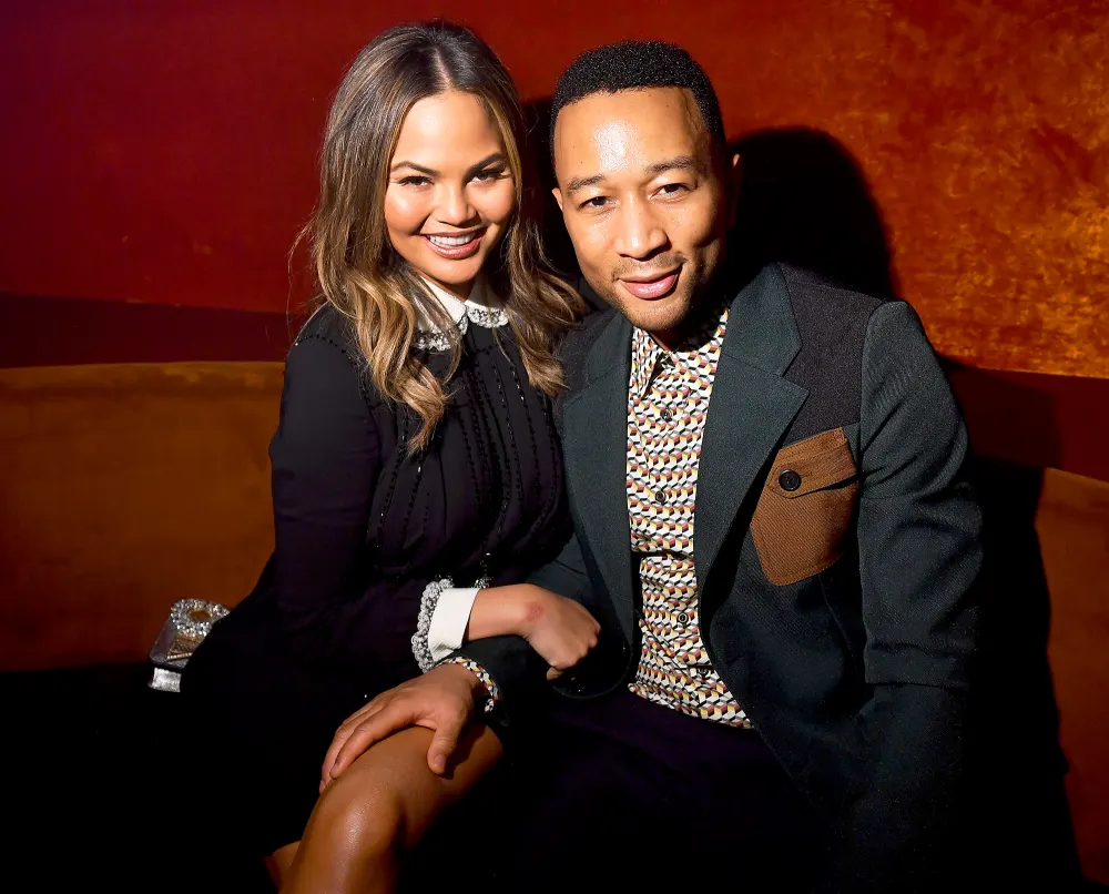 Chrissy Teigen and John Legend attends the Miu Miu aftershow during the Paris Fashion Week at Boum Boum in Paris, France.