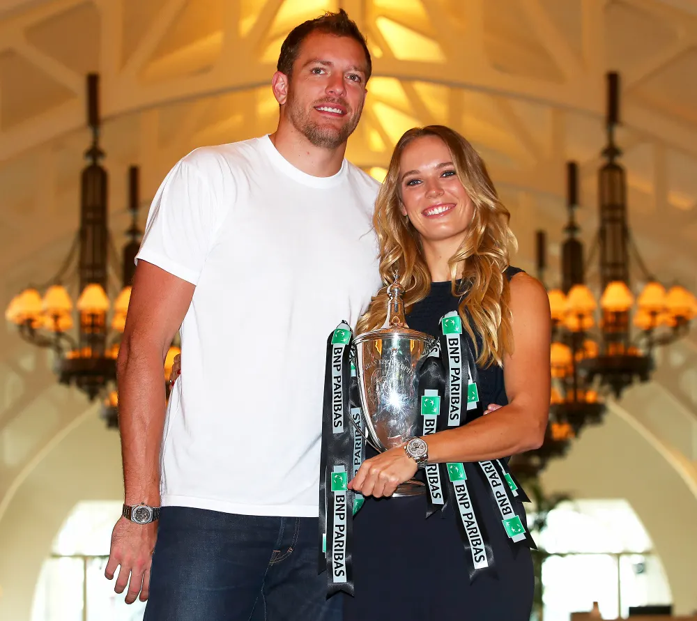David Lee and Caroline Wozniacki during the BNP Paribas WTA Finals Singapore presented by SC Global at Clifford Pier on October 30, 2017.