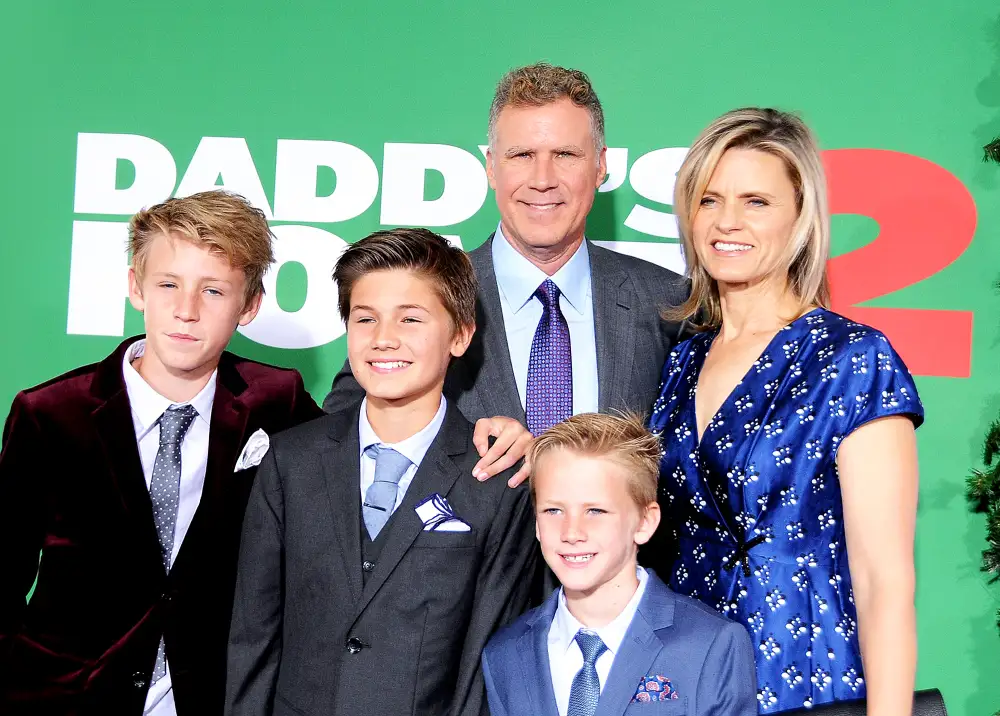 Will Ferrell, wife Viveca Paulin and their sons Magnus Mattias and Axel attend the premiere of 'Daddy's Replica Luxury Handbag 2' at Regency Village Theatre on November 5, 2017 in Westwood, California.