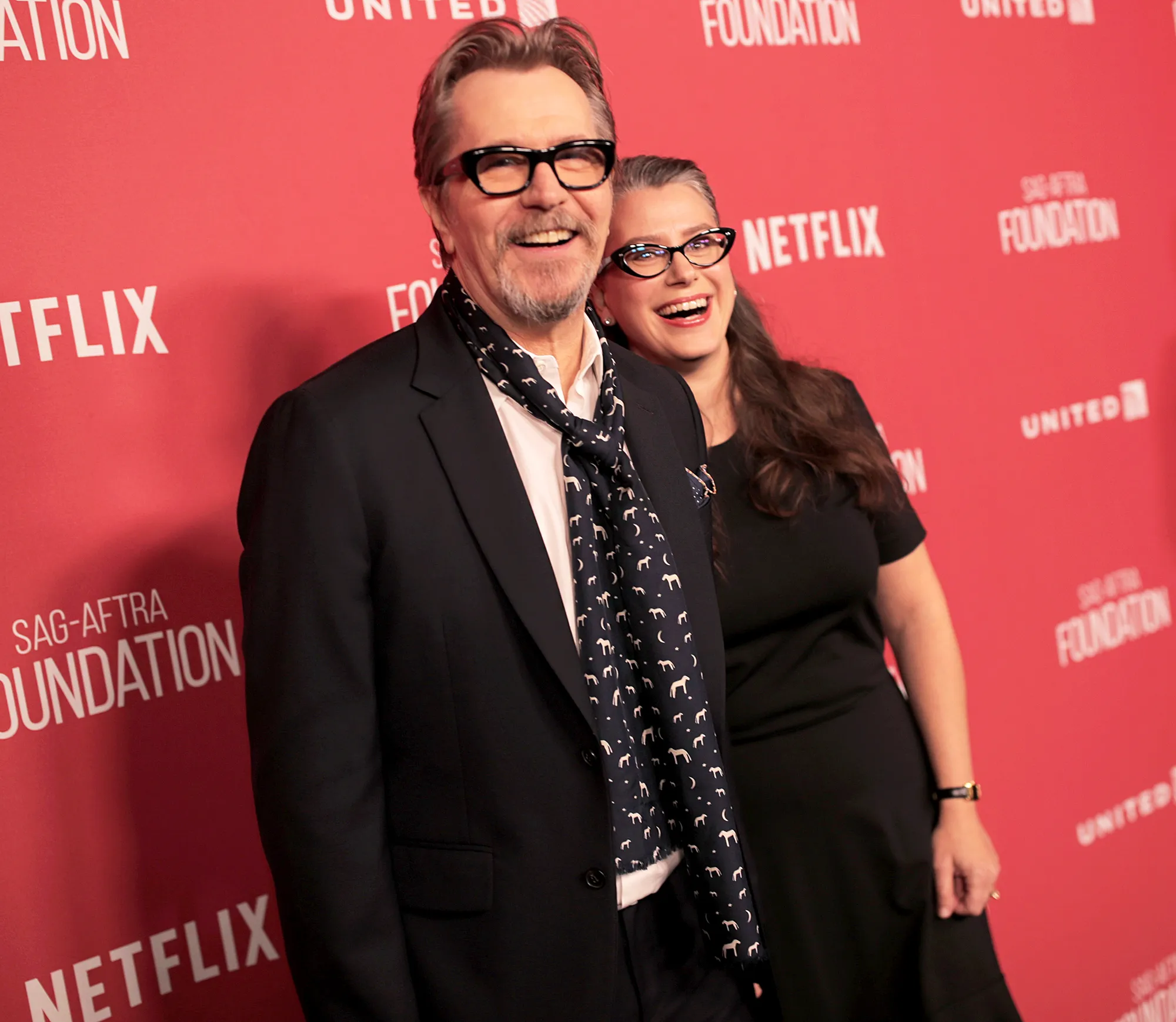Gary Oldman and Gisele Schmidt attend the SAG-AFTRA Foundation Patron of the Artists Awards 2017 at the Wallis Annenberg Center for the Performing Arts on November 9, 2017 in Beverly Hills, California