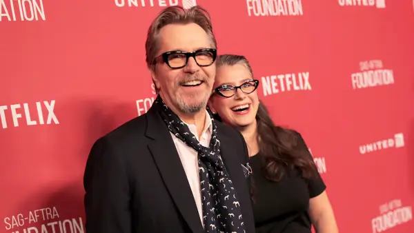 Gary Oldman and Gisele Schmidt attend the SAG-AFTRA Foundation Patron of the Artists Awards 2017 at the Wallis Annenberg Center for the Performing Arts on November 9, 2017 in Beverly Hills, California