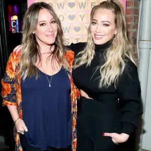 Haylie Duff and Hilary Duff attend the Launch of Words with Friends 2 hosted by Hilary and Haylie Duff at Norah Restaurant on November 9, 2017 in West Hollywood, California.