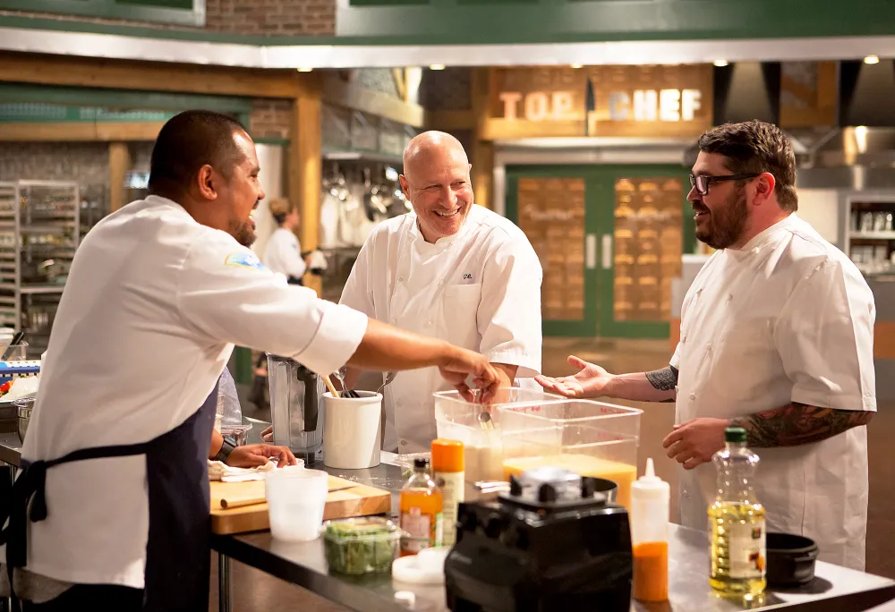 Sheldon Simeon, Tom Colicchio and Sean Brock on &lsquo;Top Chef&lsquo;