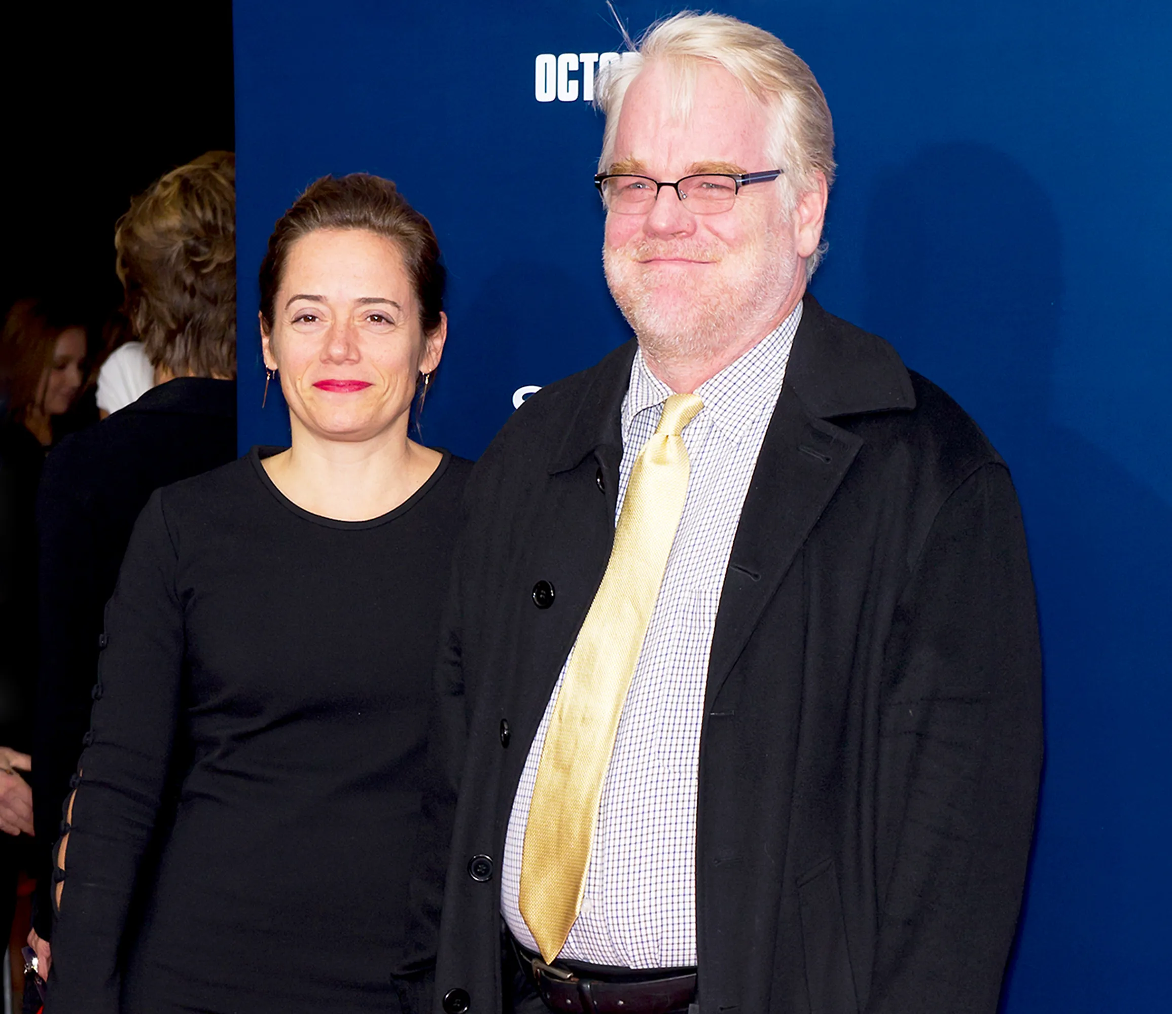 Mimi O'Donnell and Philip Seymour Hoffman attend the premiere of "The Ides of March" at the Ziegfeld Theater on October 5, 2011 in New York City.