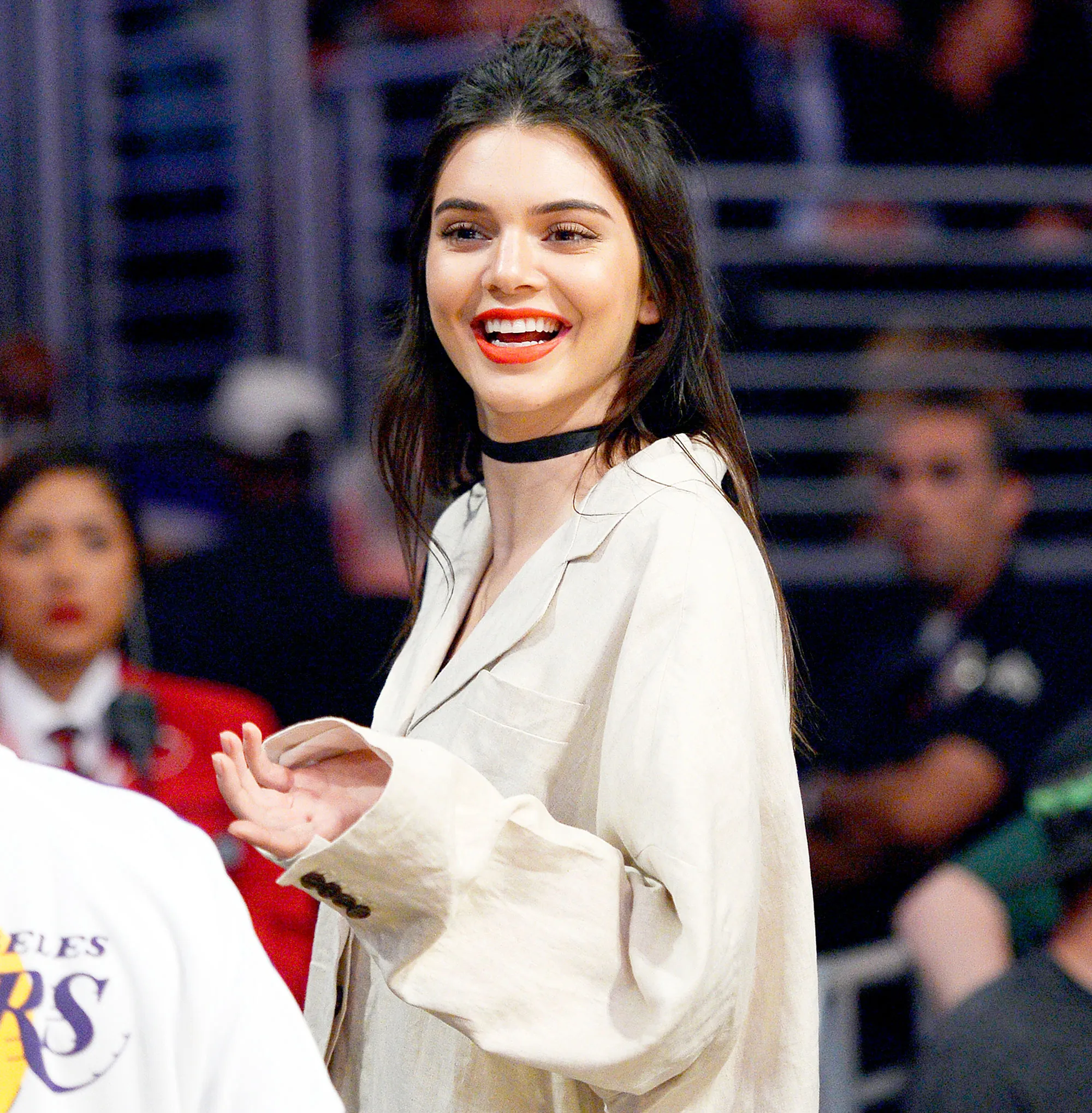 Kendall Jenner attends Los Angeles Lakers and Sacramento Kings basketball game at Staples Center March 15, 2016, in Los Angeles, California.