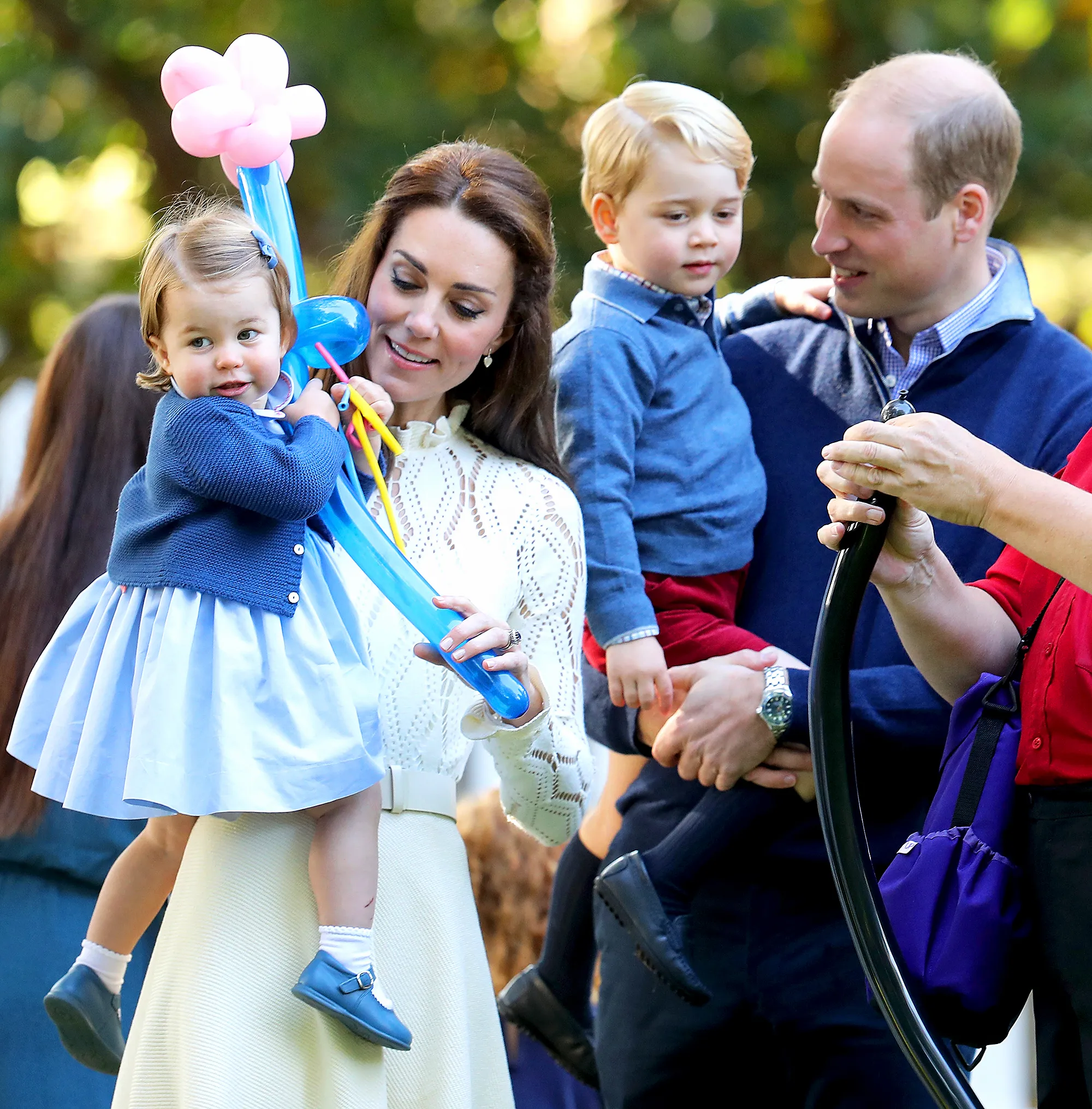 Catherine, Duchess of Cambridge, Princess Charlotte of Cambridge and Prince George of Cambridge, Prince William, Duke of Cambridge at a children's party for Military families during the Royal Tour of Canada on September 29, 2016 in Victoria, Canada.
