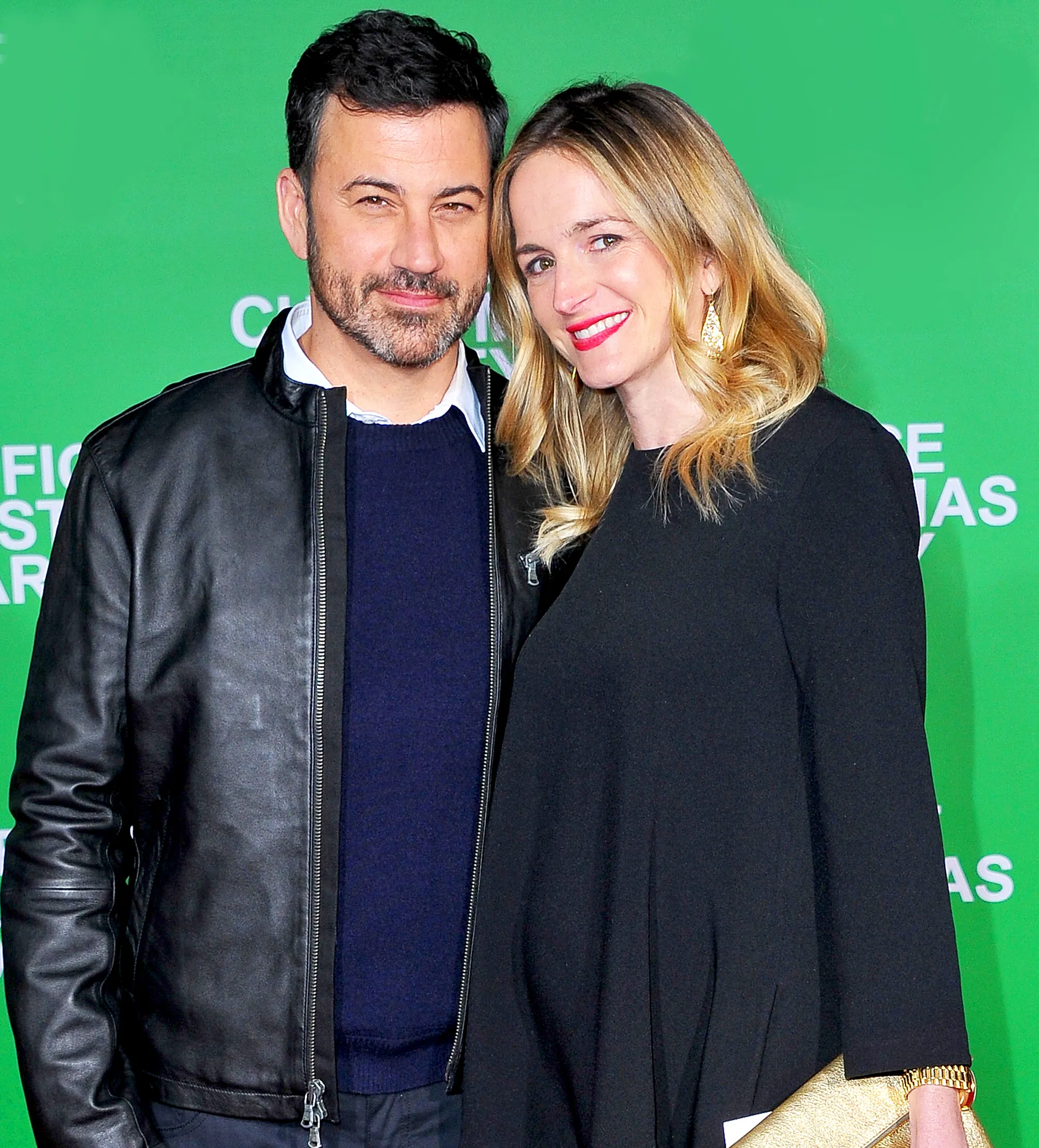 Jimmy Kimmel and wife Molly McNearney attend the premiere of "Office Christmas Party" at Regency Village Theatre in Westwood, California.