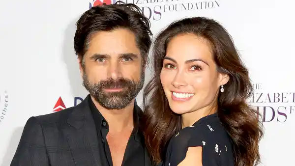 John Stamos and Caitlin McHugh attend The Elizabeth Taylor 2017 AIDS Foundation and mothers2mothers dinner at Ron Burkle's Green Acres Estate in Beverly Hills, California.
