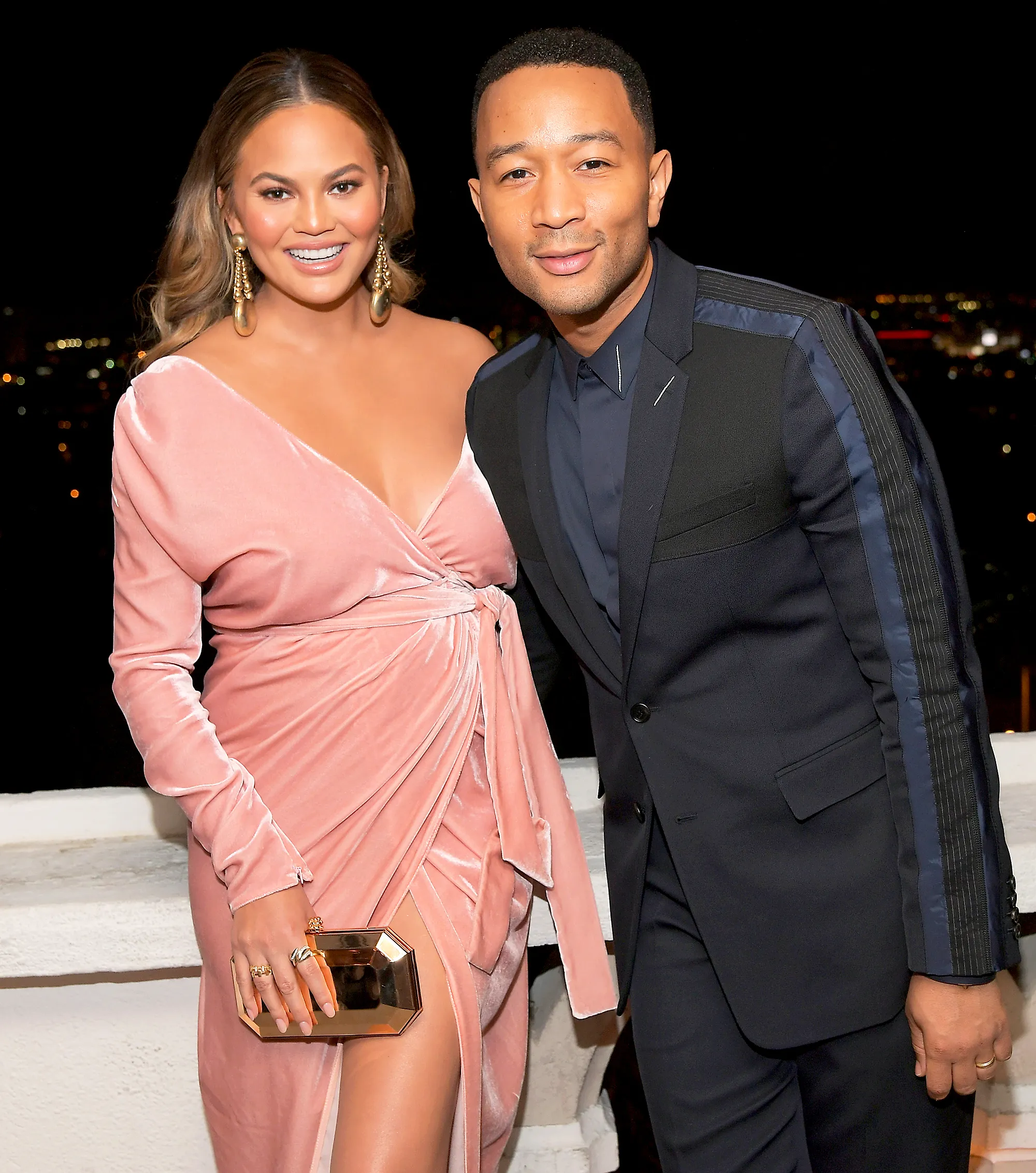 Chrissy Teigen and John Legend attend GQ and Dior Homme private dinner in celebration of The 2017 GQ Men Of The Year Party at Chateau Marmont on December 7, 2017 in Los Angeles, California.