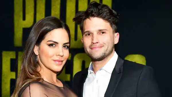 Katie Maloney and Tom Schwartz attend the premiere of Universal Pictures' "Pitch Perfect 3" at Dolby Theatre on December 12, 2017 in Hollywood, California.