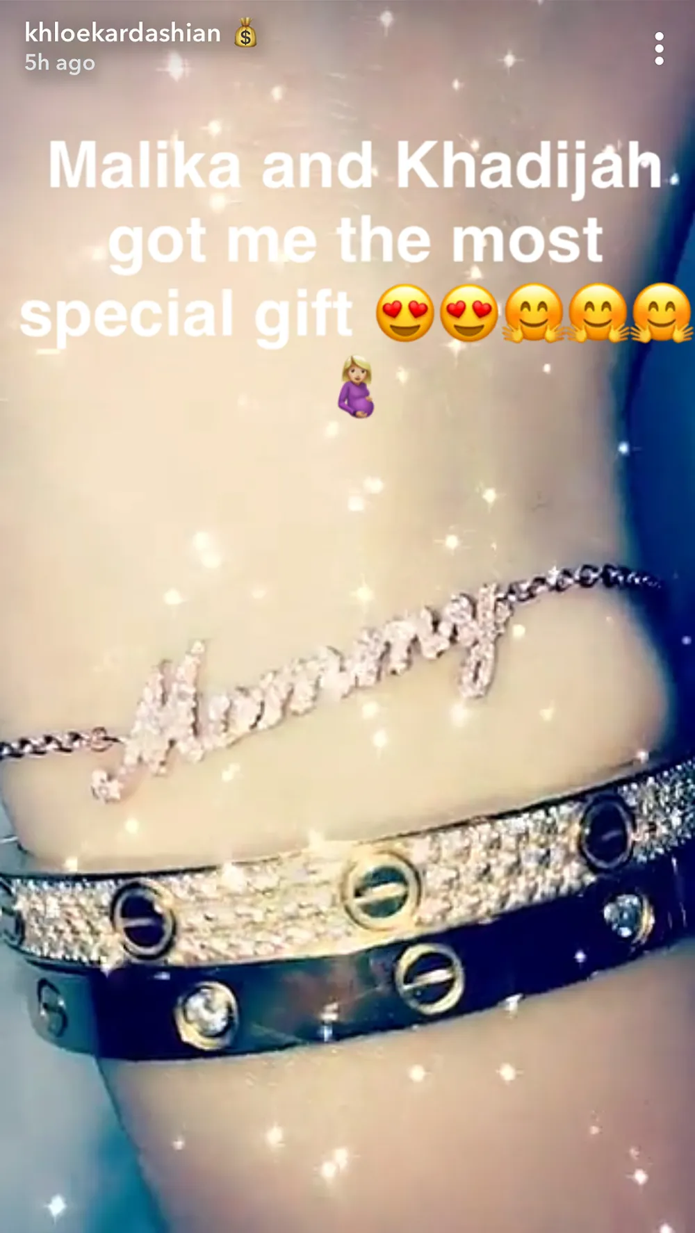 Khloe Kardashian, Pregnant, Malika, Khadijah, Bracelet, Mommy