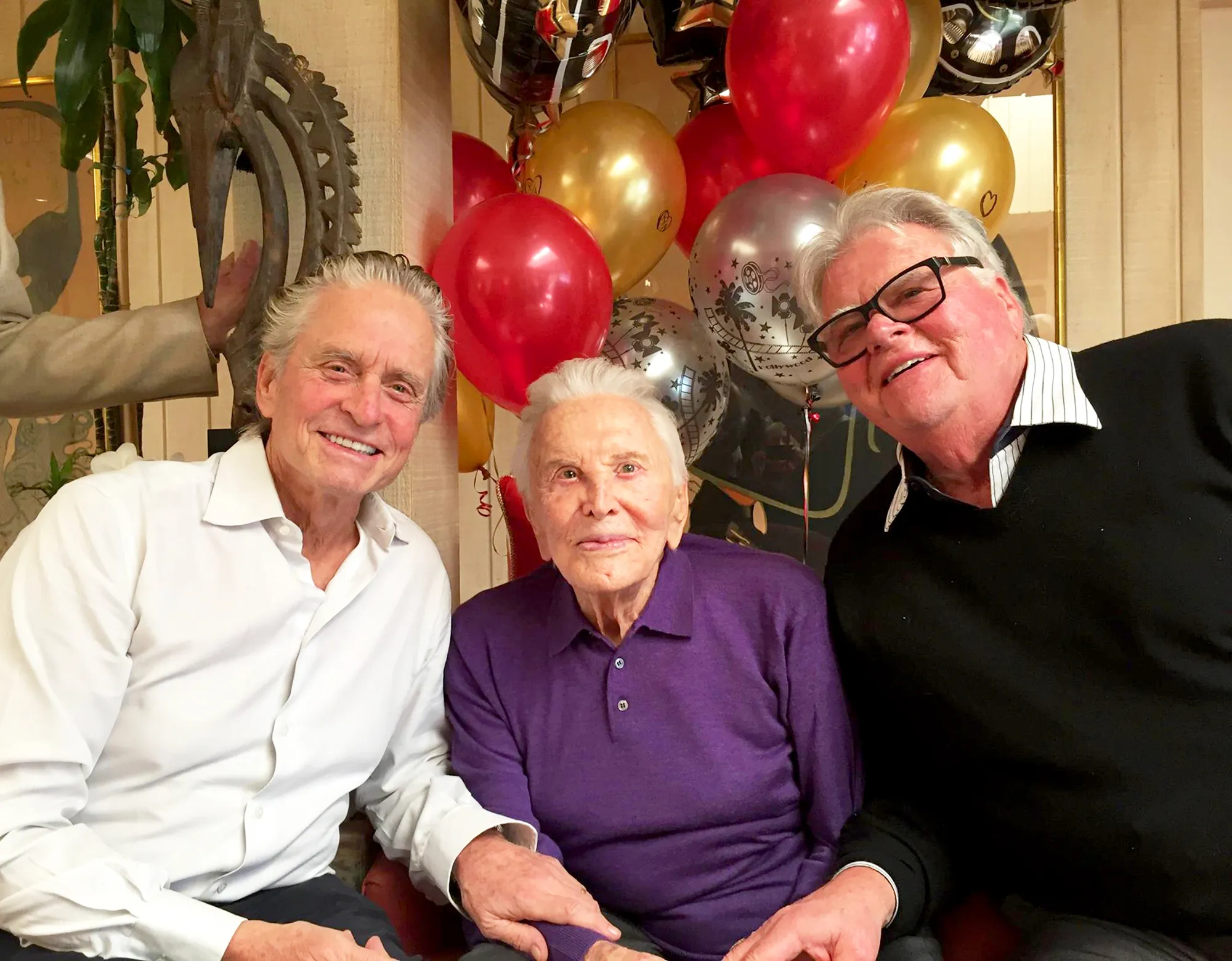 Michael Douglas and Joel Douglas with Kirk Douglas