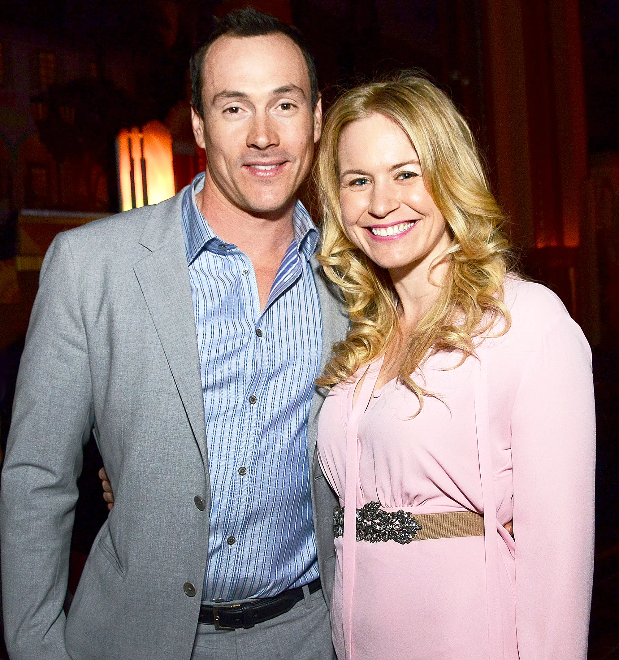 Chris Klein and his wife Laina Rose Thyfault attend the Screen Media Films' 2014 premiere of 'Authors Anonymous' in Westwood, California.