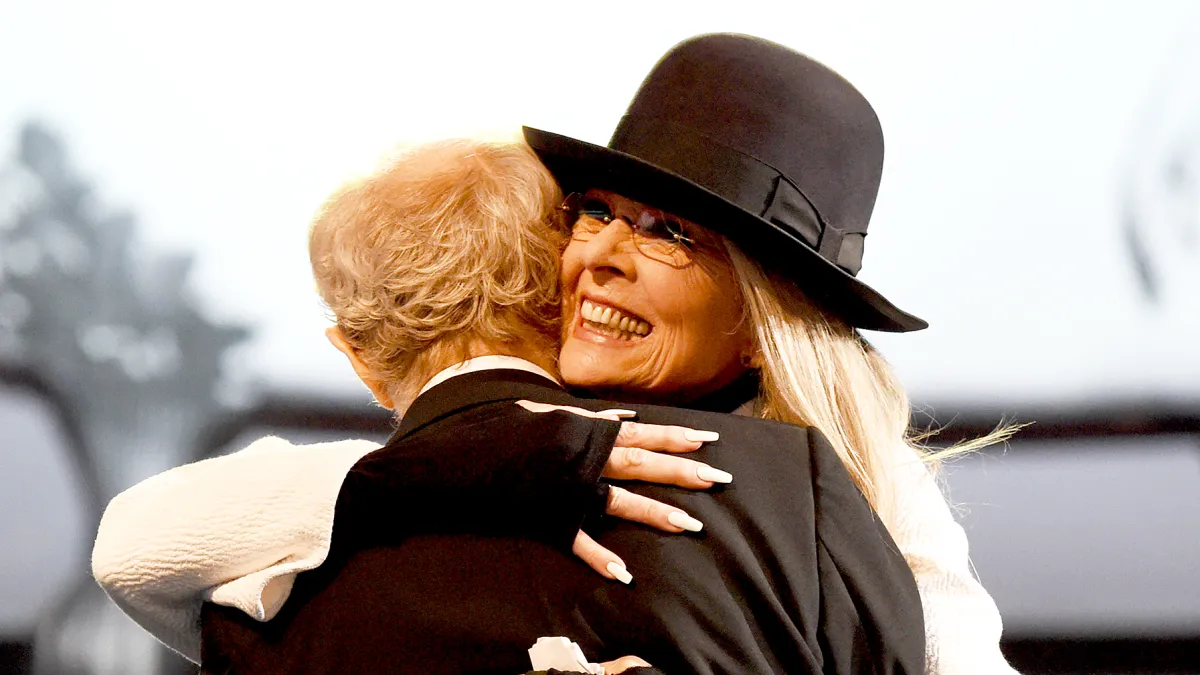 Diane Keaton and Woody Allen onstage at American Film Institute's 45th Life Achievement Award Gala Tribute to Diane Keaton at Dolby Theatre in Hollywood, California.