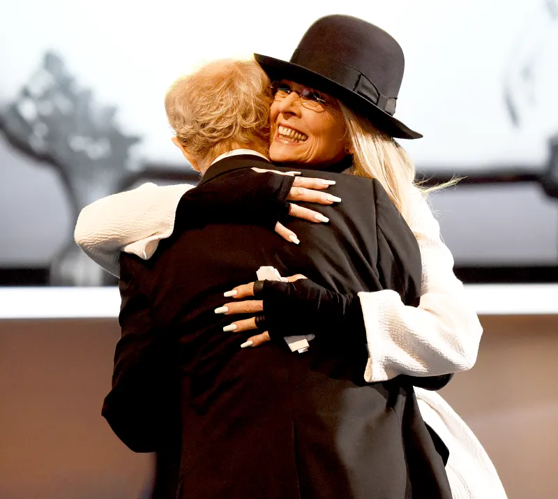 Diane Keaton and Woody Allen onstage at American Film Institute's 45th Life Achievement Award Gala Tribute to Diane Keaton at Dolby Theatre in Hollywood, California.