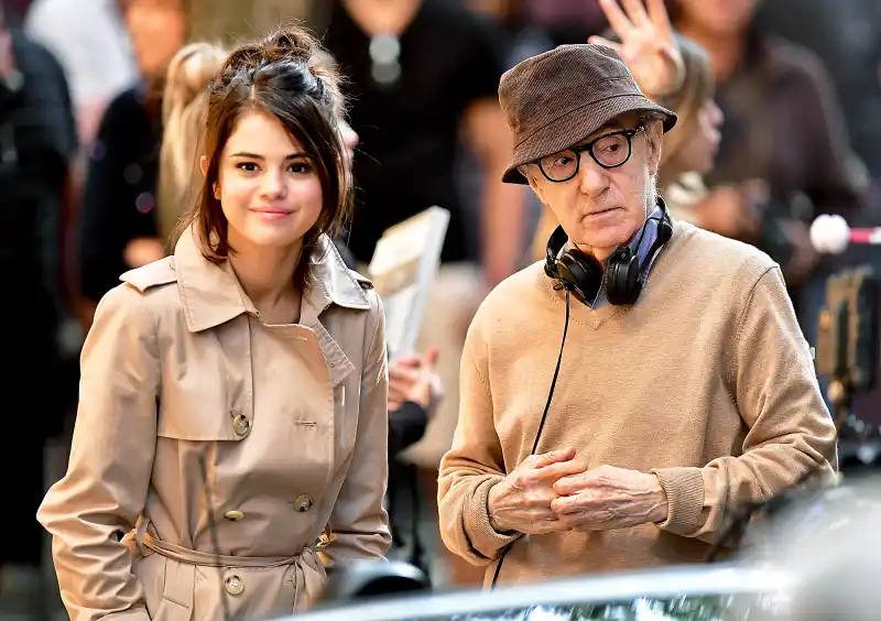 Selena Gomez and Woody Allen seen on location for Woody Allen's A Rainy Day in New York on September 11, 2017 in New York City.