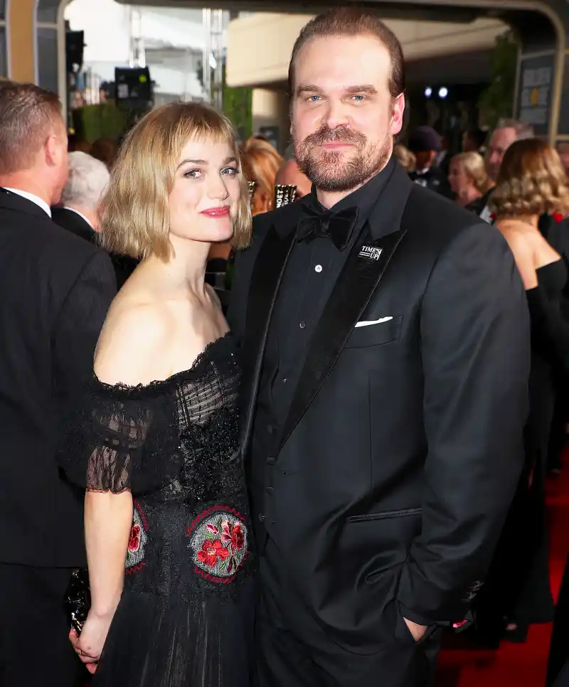 Alison Sudol and David Harbour celebrate The 75th Annual Golden Globe Awards with Moet & Chandon at The Beverly Hilton Hotel on January 7, 2018 in Beverly Hills, California.