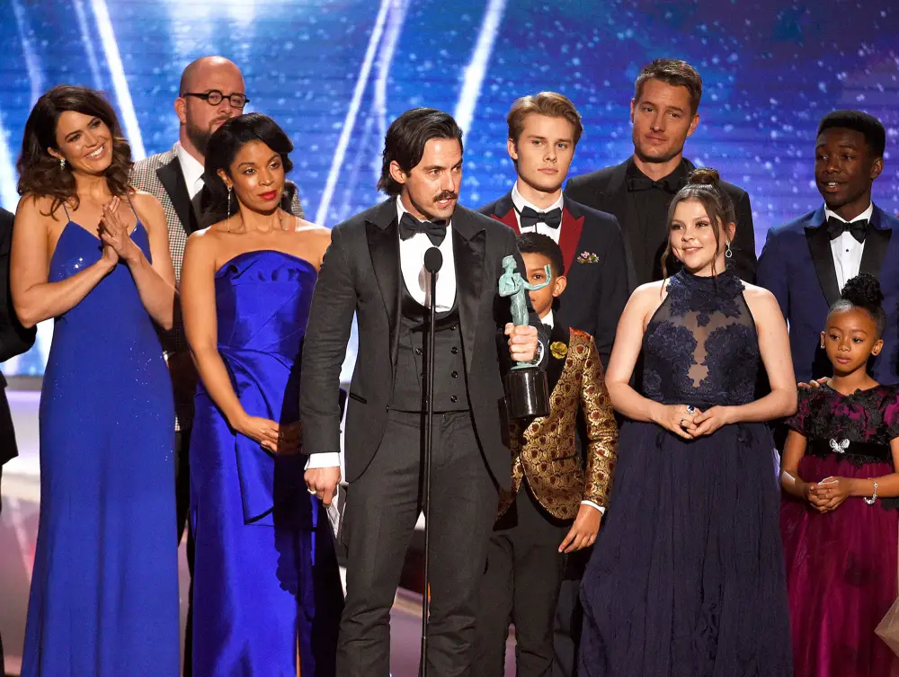 Milo Ventimiglia and the cast of "This Is Us" onstage during the 24th Annual Screen Actors&nbsp;Guild Awards at The Shrine Auditorium on January 21, 2018 in Los Angeles, California