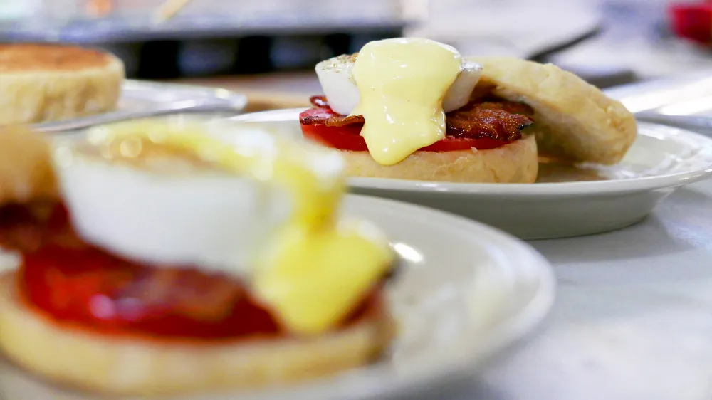 Poached Eggs on English Muffin with Helga&rsquo;s Hollandaise