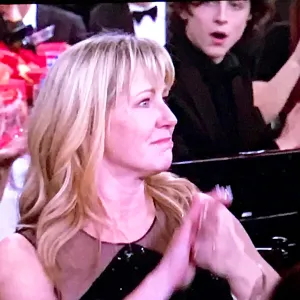 Tonya Harding and Timothee Chalamet during the 75th Annual Golden Globe Awards held at the Beverly Hilton Hotel on January 7, 2018.