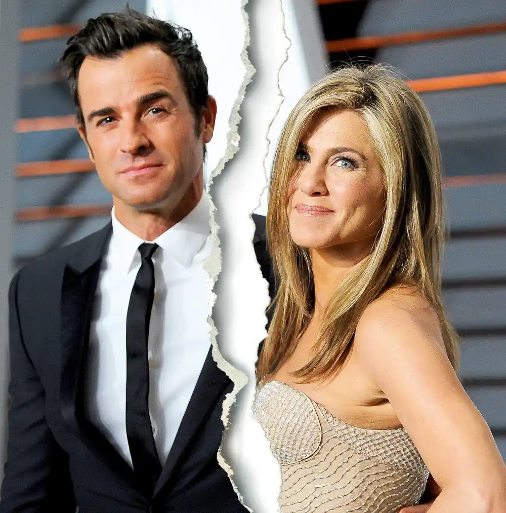 Justin Theroux and Jennifer Aniston attend the 2015 Vanity Fair Oscar Party hosted by Graydon Carter at Wallis Annenberg Center for the Performing Arts in Beverly Hills, California.