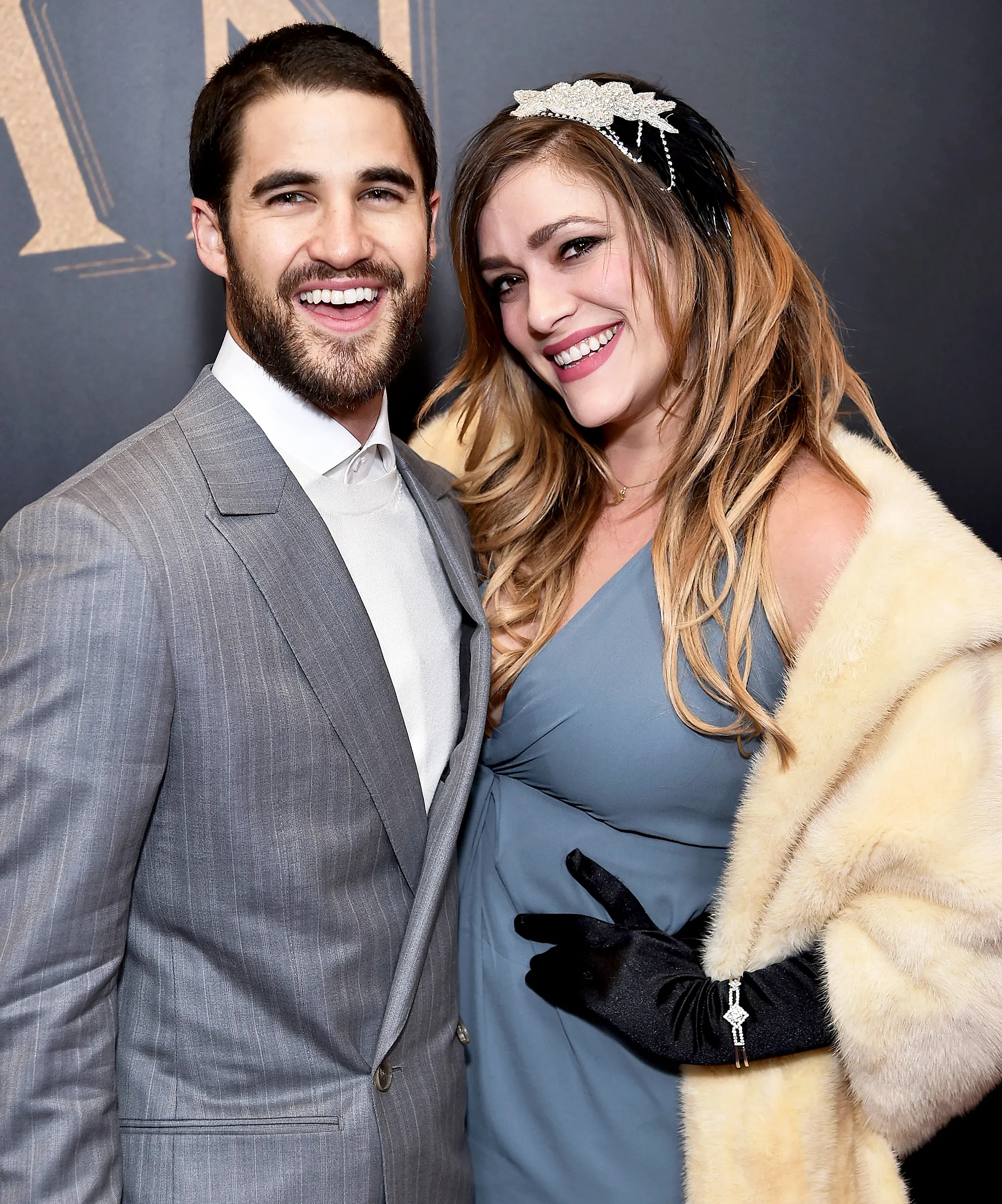 Darren Criss and Mia Swier attend 'The Greatest Showman' World 2017 Premiere aboard the Queen Mary 2 at the Brooklyn Cruise Terminal in New York City.