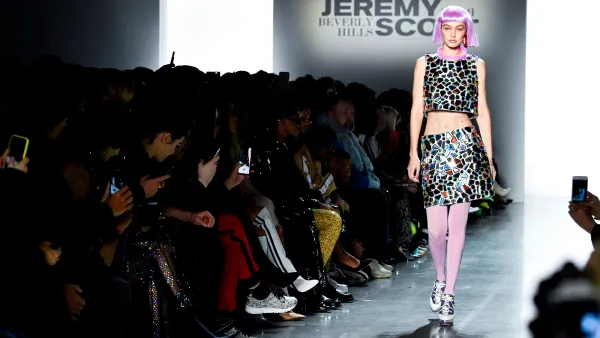 Gigi Hadid walks the runway at Jeremy Scott Show Fall 2018 during New York Fashion Week: The Shows at Gallery I at Spring Studios in New York City.