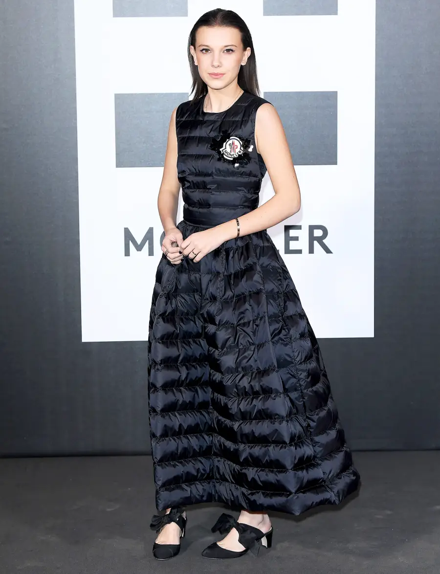 Millie Bobby Brown attends Moncler Genius during Milan Fashion Week on February 20, 2018 in Milan, Italy.