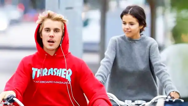 Justin Bieber and Selena Gomez step out together for a biking session in Los Angeles, California on November 1, 2017.