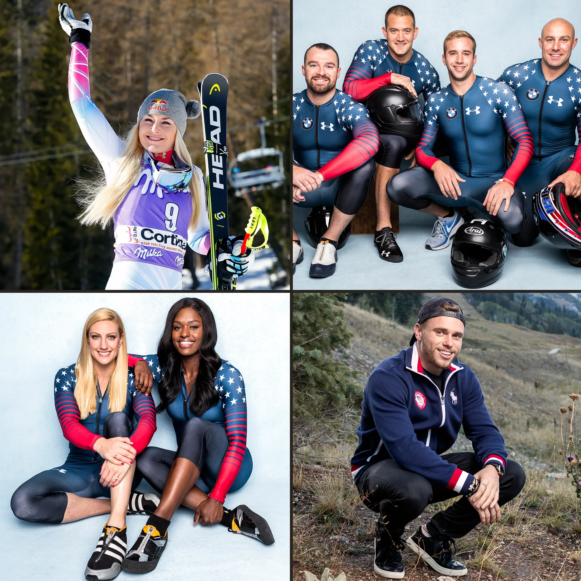 Lindsey Vonn, Carlo Valdes, Justin Olsen, Evan Weinstock, Nick Cunningham, Gus Kenworthy, Jamie Greubel Poser, Aja Evans, 2018 Olympics, Team USA