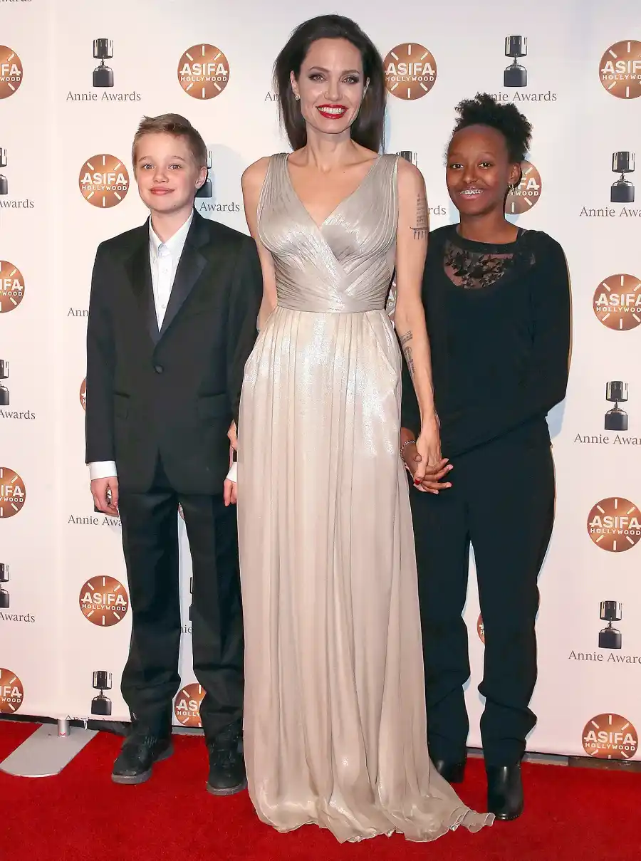 Shiloh Nouvel Jolie-Pitt, Angelina Jolie, Zahara Marley Jolie-Pitt, 45th Annual Annie Awards