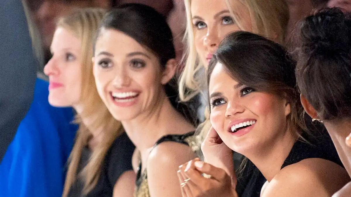 Emmy Rossum and Chrissy Teigen attend the Jeffrey Fashion Cares 10th Anniversary Celebration at The Intrepid in New York City.