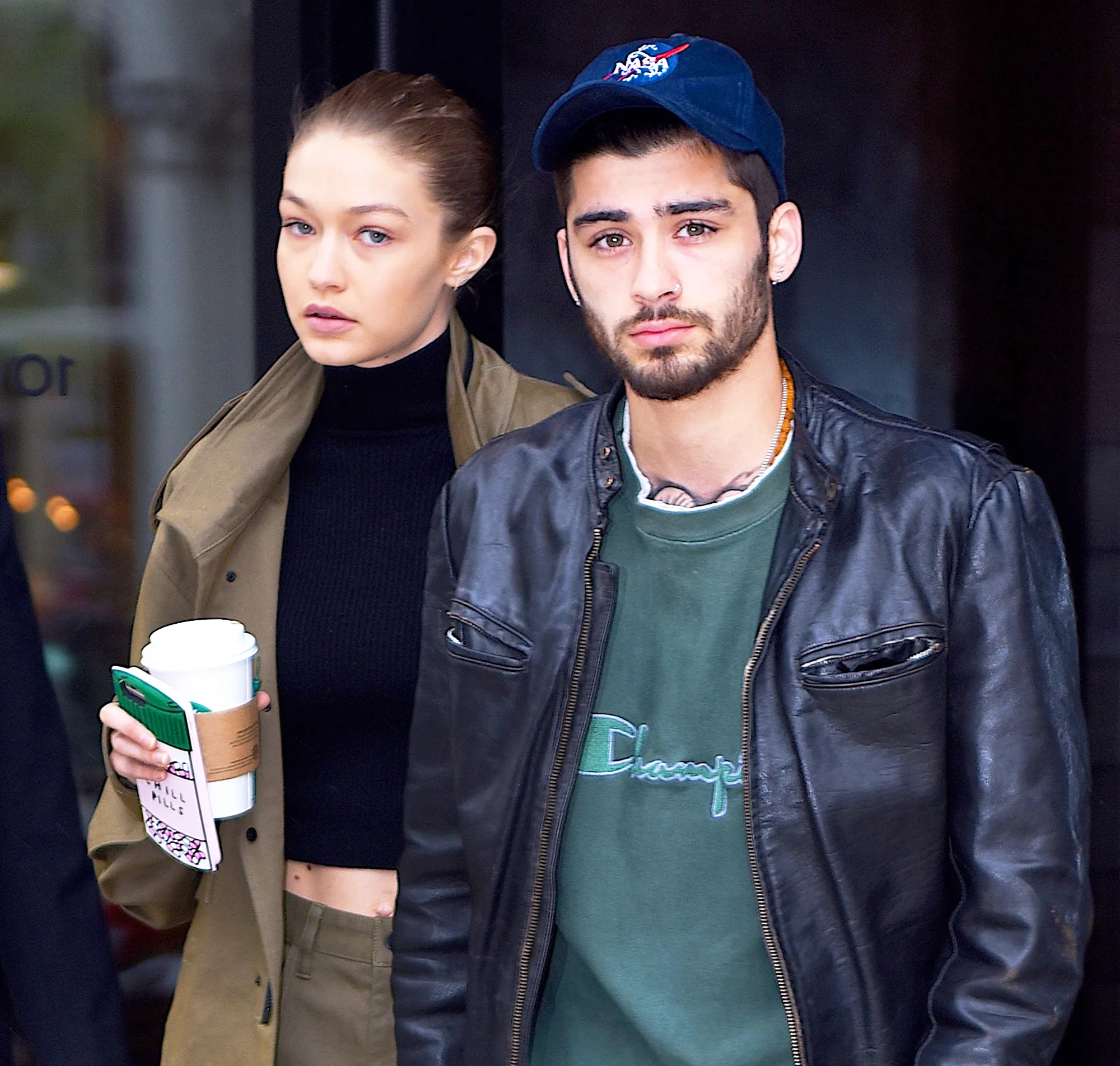 Gigi Hadid and Zayn Malik in New York City on April 25, 2017.