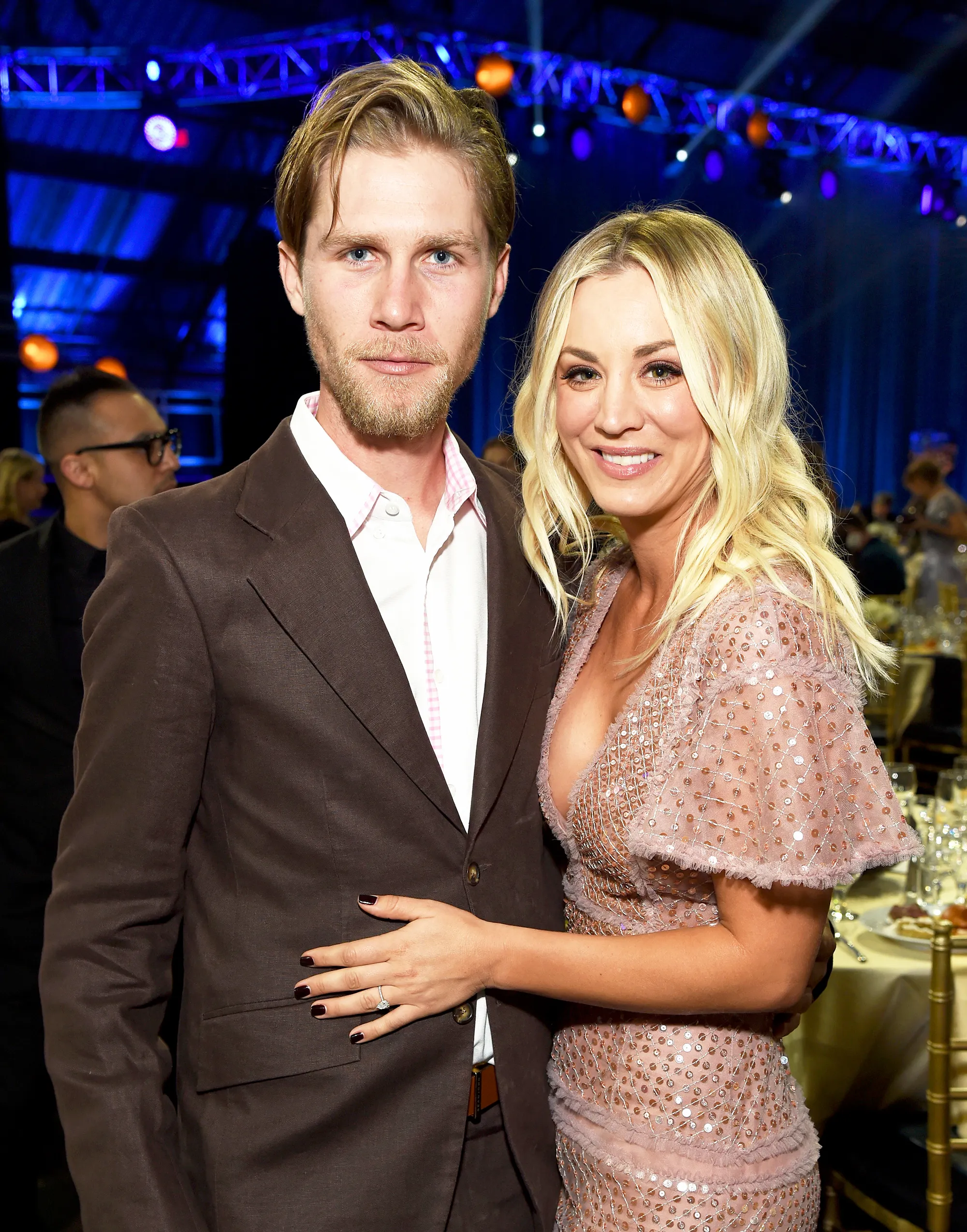 Kaley Cuoco and Karl Cook attend Moet & Chandon celebrate The 23rd Annual Critics' Choice Awards at Barker Hangar on January 11, 2018 in Santa Monica, California.