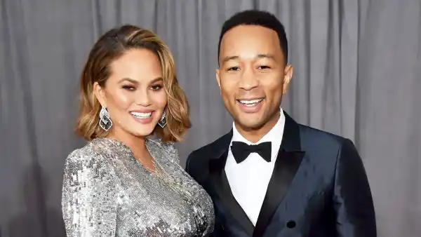 Chrissy Teigen and John Legend attend the 60th Annual Grammy Awards at Madison Square Garden in New York City.