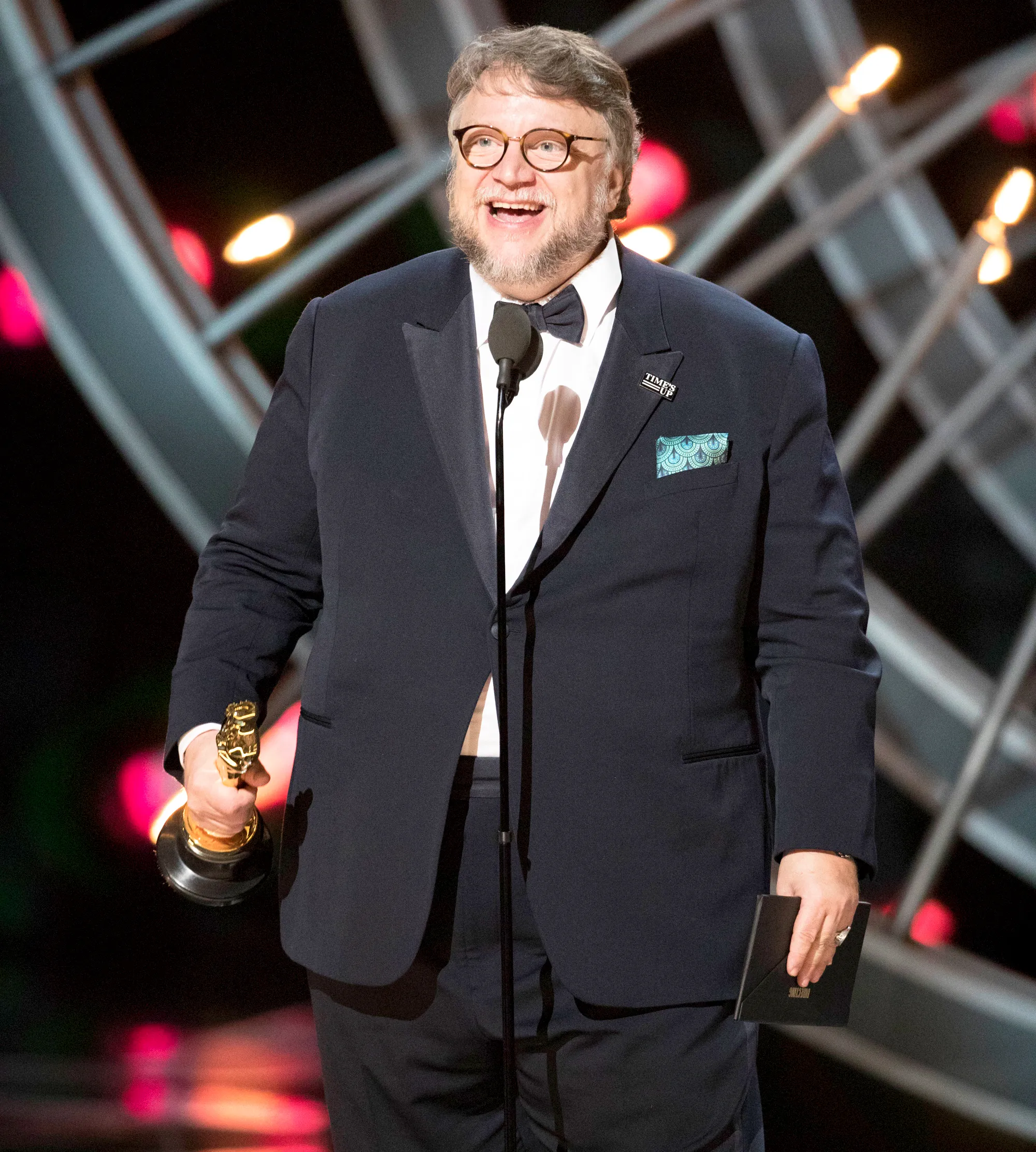 Mexican director Guillermo del Toro accepts the Oscar for Best Film for "The Shape of Water" during the 90th Annual Academy Awards show on March 4, 2018 in Hollywood, California.