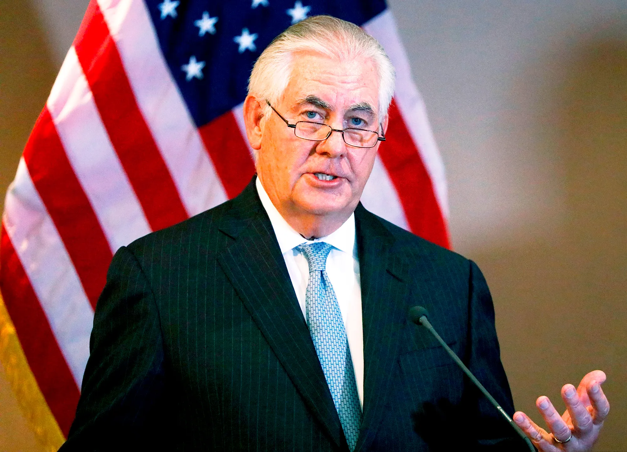 Rex Tillerson participates in a news conference with Ethiopia's Minister of Foreign Affairs Workneh Gebeyehu after their meeting in Addis Ababa on March 8, 2018.