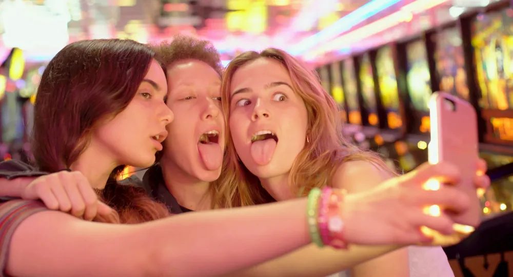 Dylan Gelula, Maya Eshet and Zoey Deutch in &lsquo;Flower&lsquo;