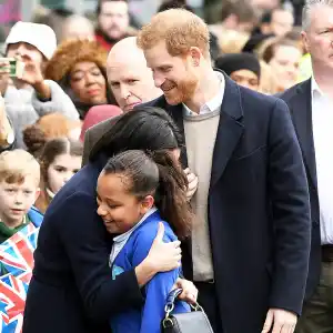 Prince Harry and Meghan Markle Hug Kids at Royal Engagement