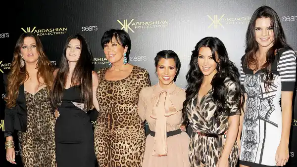 Khloe Kardasian, Kylie Jenner, Kris Kardashian, Kourtney Kardashian, Kim Kardashian and Kendall Jenner attend the Kardashian Kollection Launch Party at The Colony on August 17, 2011 in Hollywood, California.