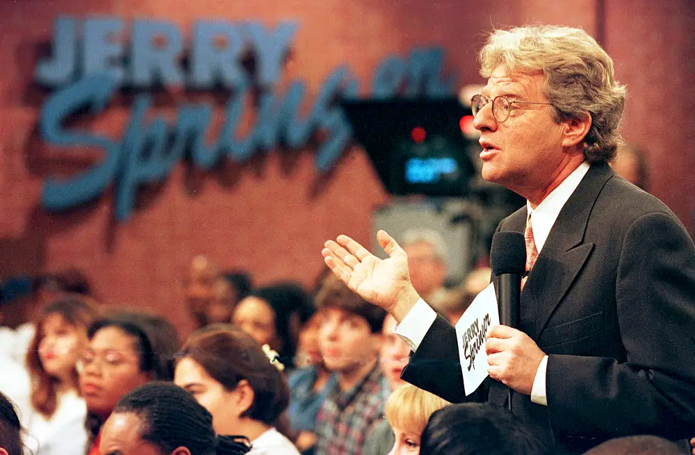 Host Jerry Springer on the set of his TV program &lsquo;The Jerry Springer Show&lsquo;