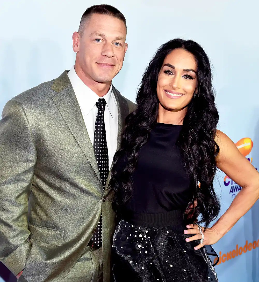 John Cena and Nikki Bella at Nickelodeon's 2017 Kids' Choice Awards at USC Galen Center in Los Angeles, California.