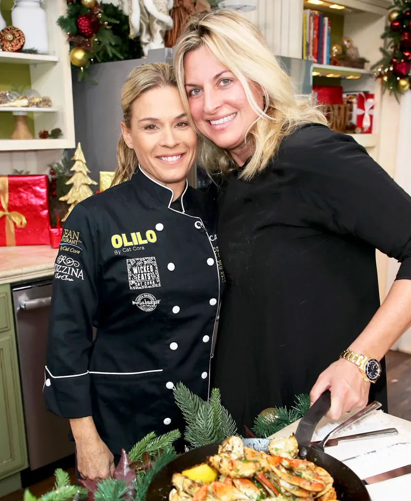 Cat Cora and Nicole Ehrlich attend the 2017 Hallmark's "Replica Luxury Handbag & Family" at Universal Studios Hollywood in Universal City, California.