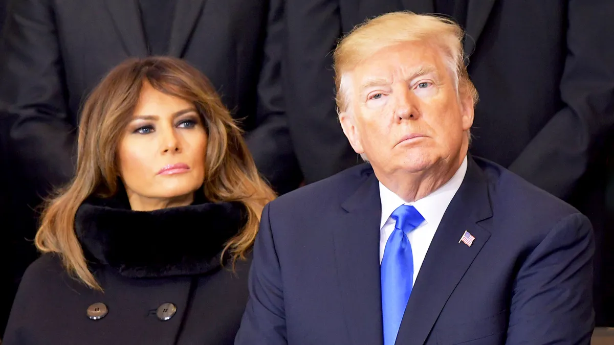 Donald Trump and Melania Trump attend the memorial service for Reverend Billy Graham in the Rotunda of the U.S. Capitol on February 28, 2018 in Washington, DC.