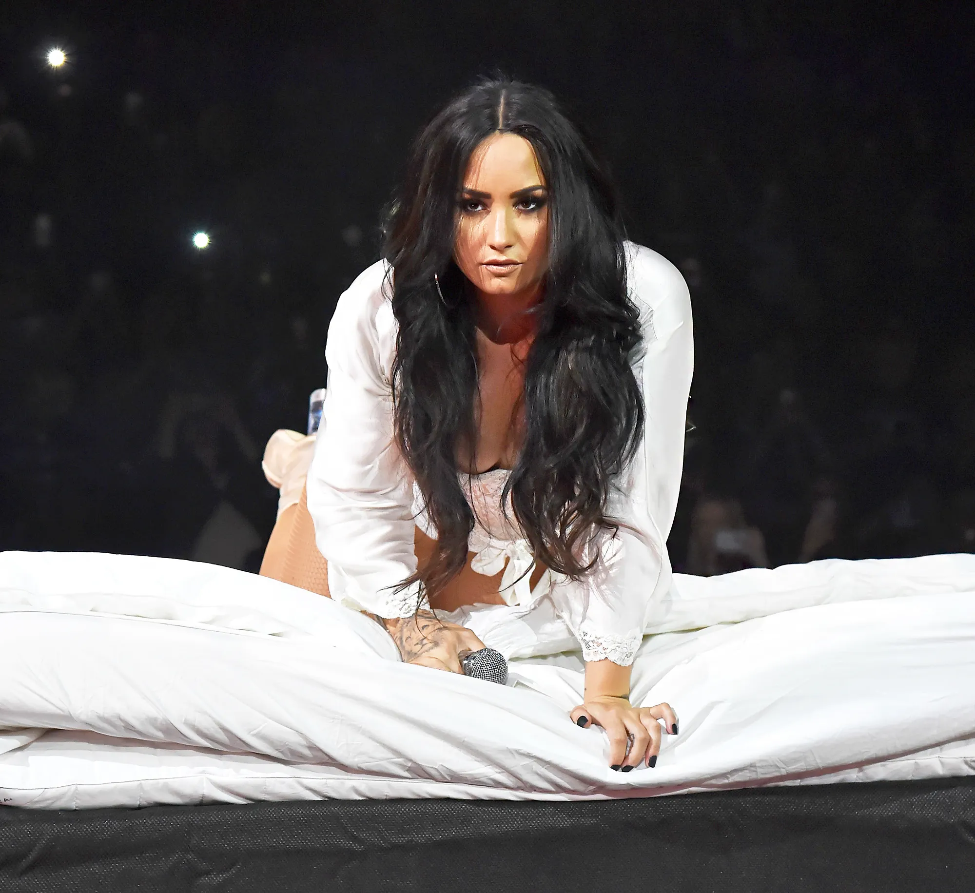 Demi Lovato performs onstage during the "Tell Me You Love Me" World 2018 Tour at Barclays Center of Brooklyn in New York City.