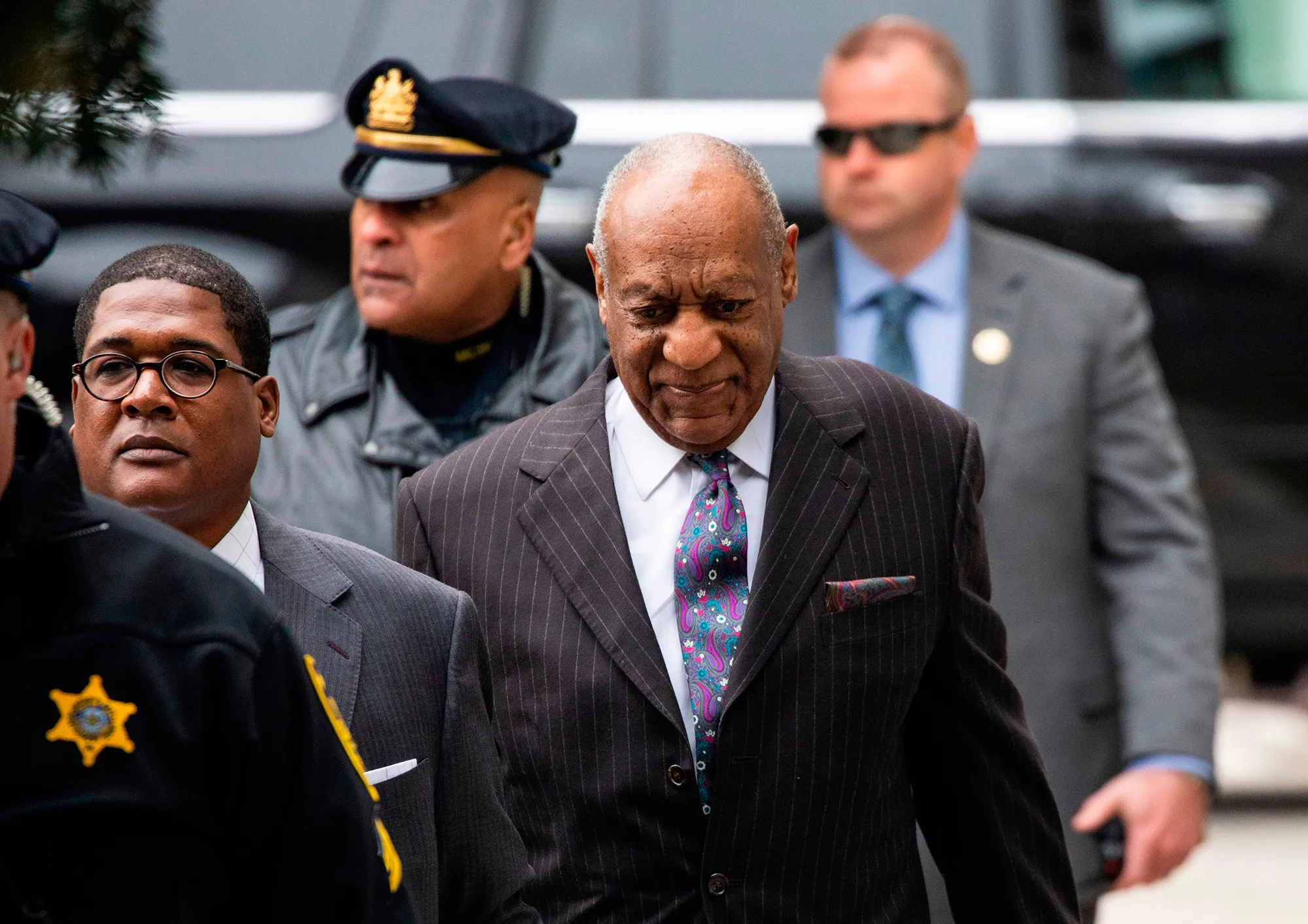 Comedian Bill Cosby arrives for the first day of his second trial