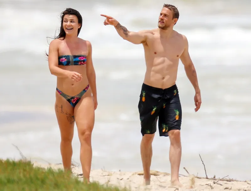 Charlie Hunnam shirtless beach mystery woman