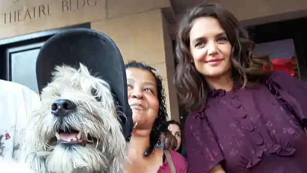 Shaggy celebrity selfie dog Katie Holmes